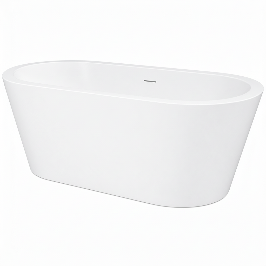 59 in. x 29.25 in. Freestanding Acrylic Soaking Bathtub in Gloss White with Center Drain and Overflow