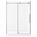 44“-48” W x 76" H Frameless Reversible Sliding Shower Door in Brushed Nickel with 8mm Clear Tempered Glass
