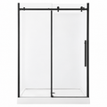 56“-60” W x 76" H Frameless Reversible Sliding Shower Door in Matte Black with 8mm Clear Tempered Glass