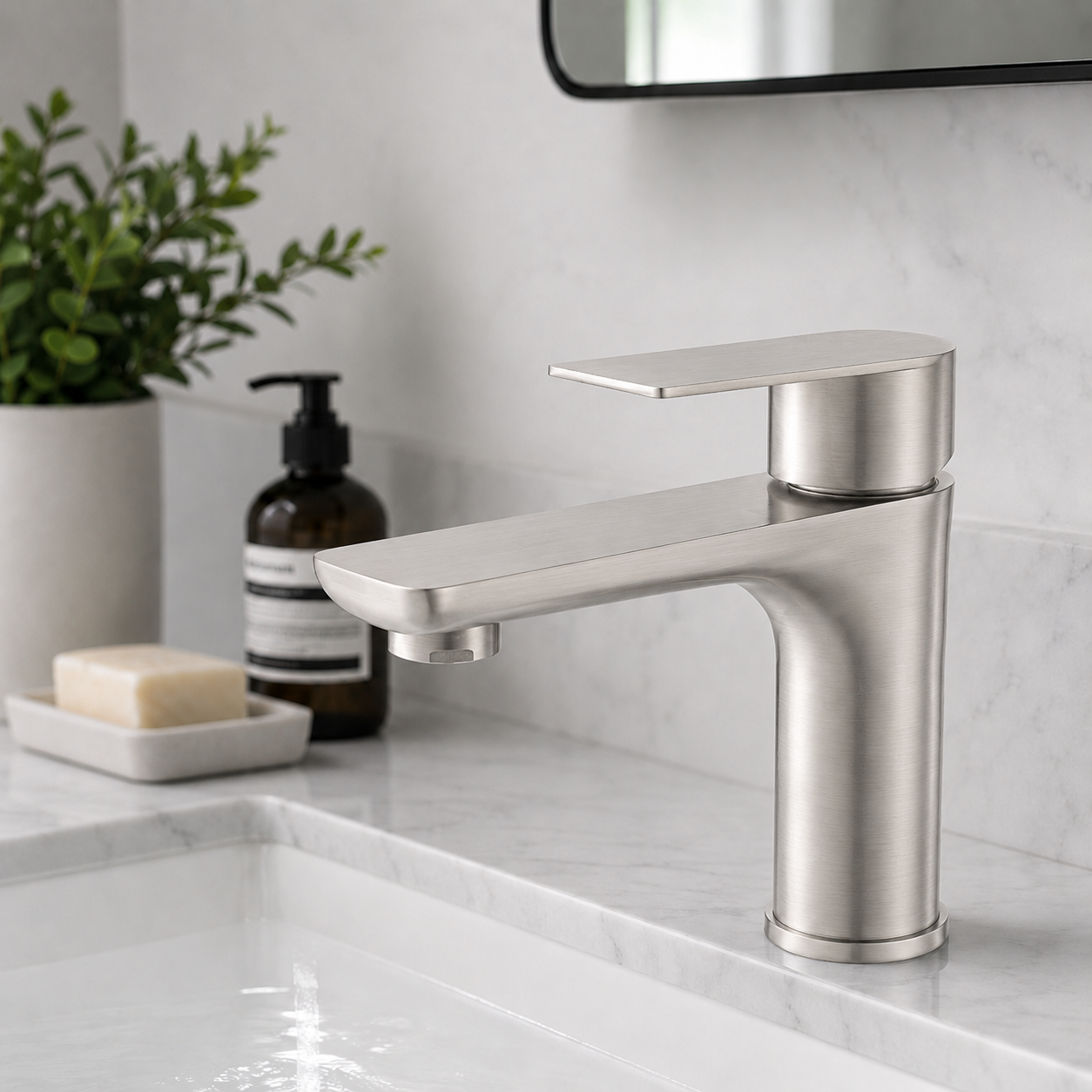 Single-Handle Lavatory Faucet in Brushed Nickel
