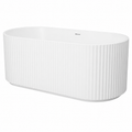Fluted 59“ Acrylic One-Piece Freestanding Bathtub with Centre Drain in White