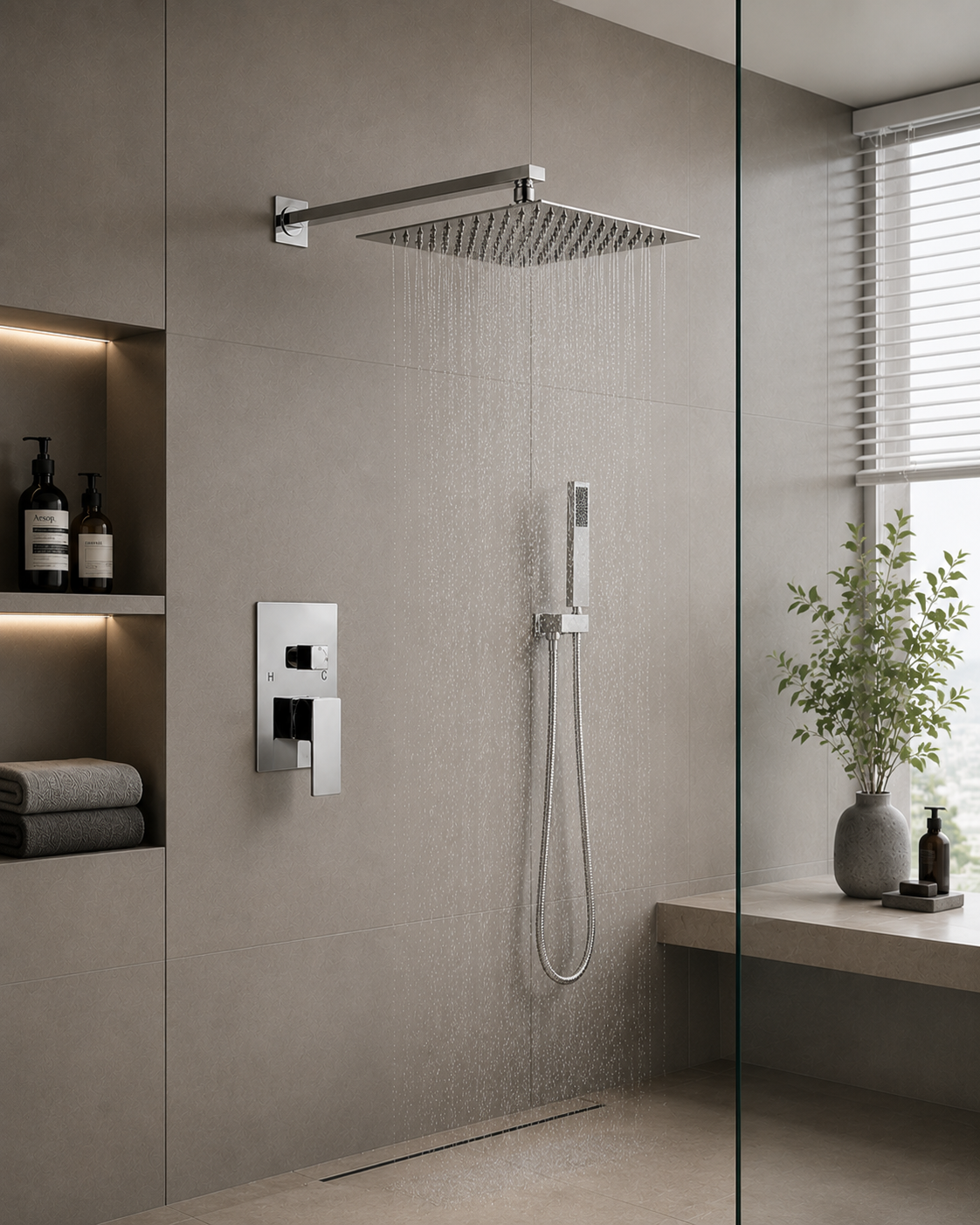 10-in Commercial/Residential Wall-Mount Built-In Shower System (Brushed Nickel/Chrome)